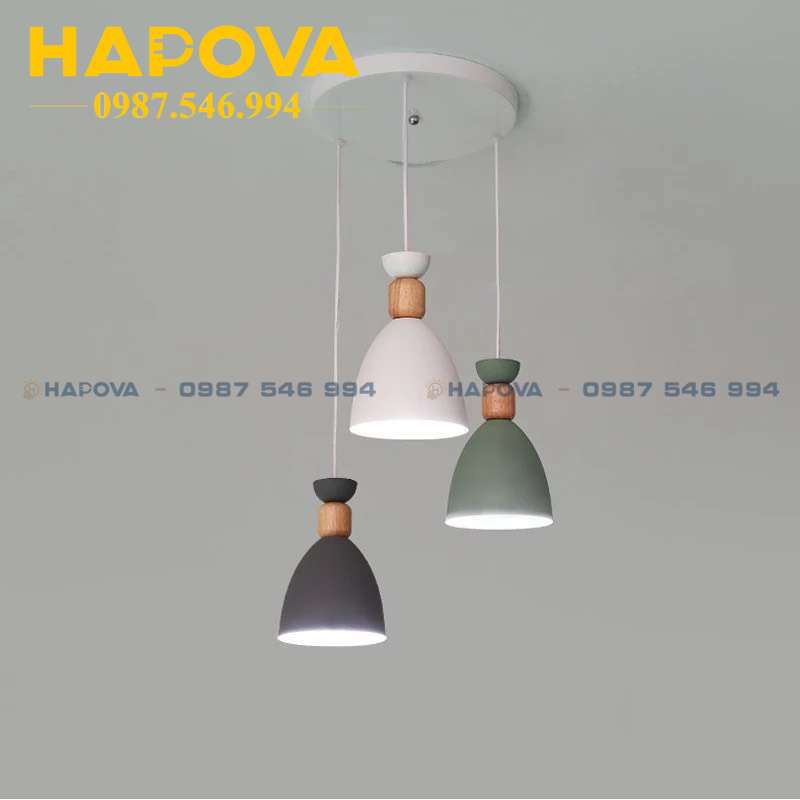 Bộ 3 đèn thả trần HAPOVA HAROL 4567 chao 3 màu