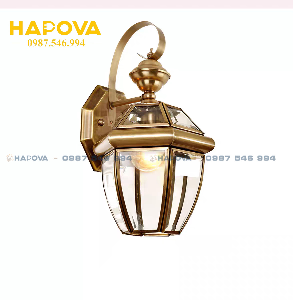 Đèn treo ngoài trời, đèn treo tường cổ điển HAPOVA EUVIS 096 Màu Vàng