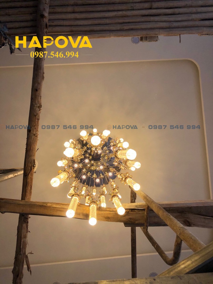 Đèn thả thông tầng Pha lê cao cấp HAPOVA ROTI 2368 Đường kính 800mm dài 4 mét + Tặng kèm bóng