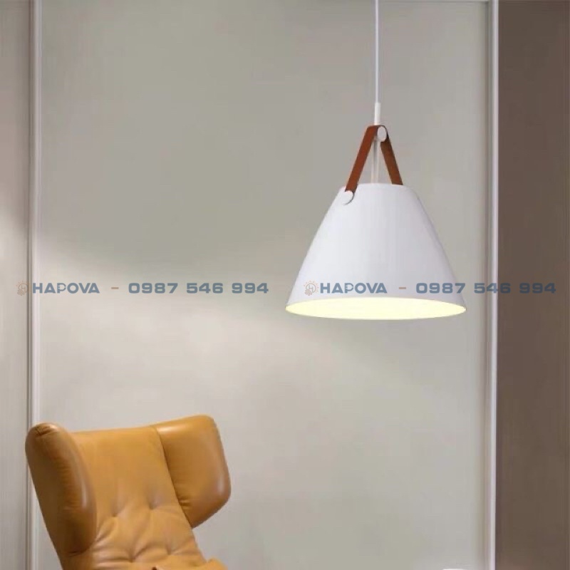 Đèn thả trần trang trí bàn ăn quai da HAPOVA KEVA 5007/1 + Tặng kèm bong led AS Vàng màu trắng